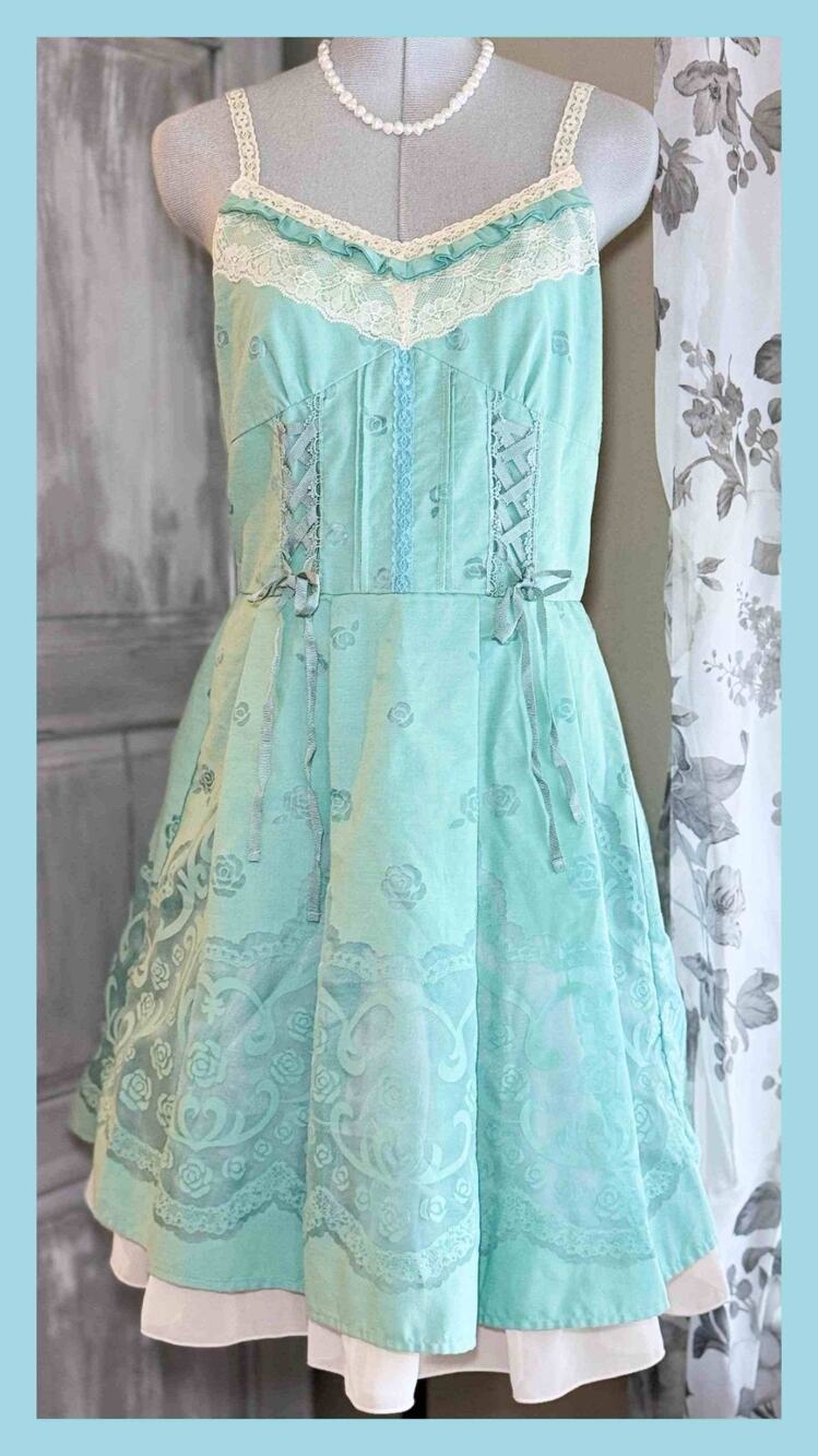 Axes Femme Opal Flower Panel Flare OP Dress Jfashion Cottagecore Coquette
